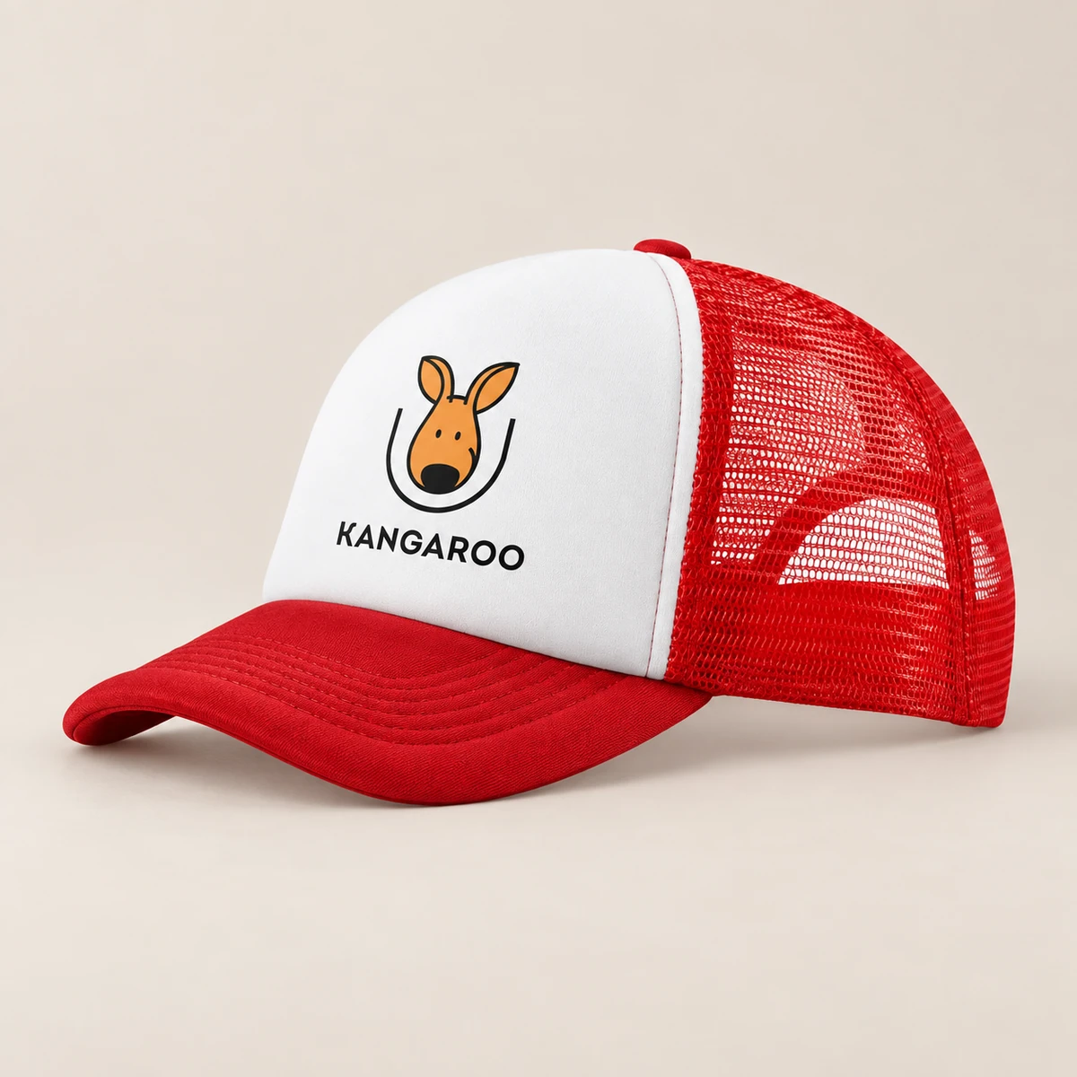 Біло-червона кепка-тракер з логотипом KANGAROO