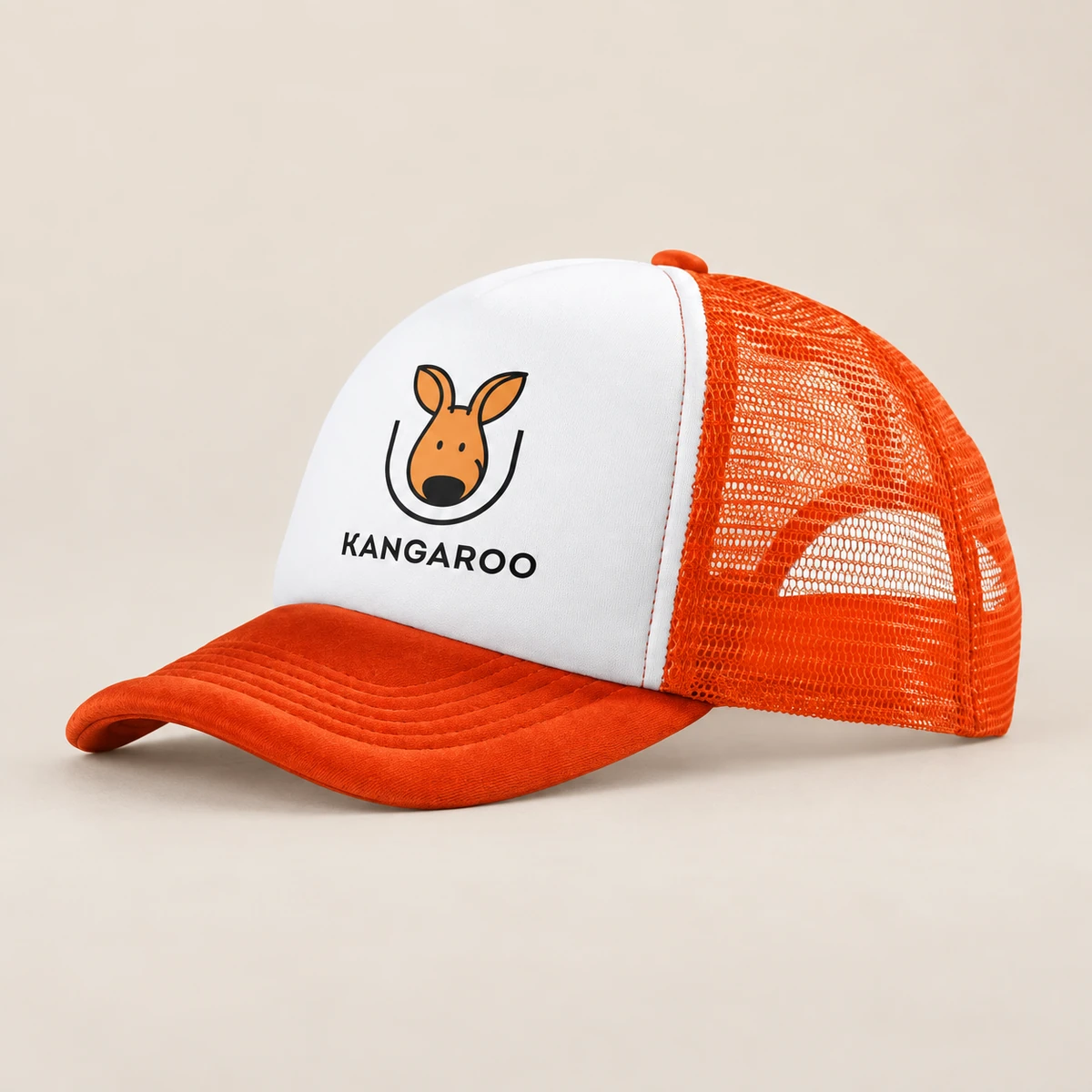 Біло-помаранчева кепка-тракер з логотипом KANGAROO