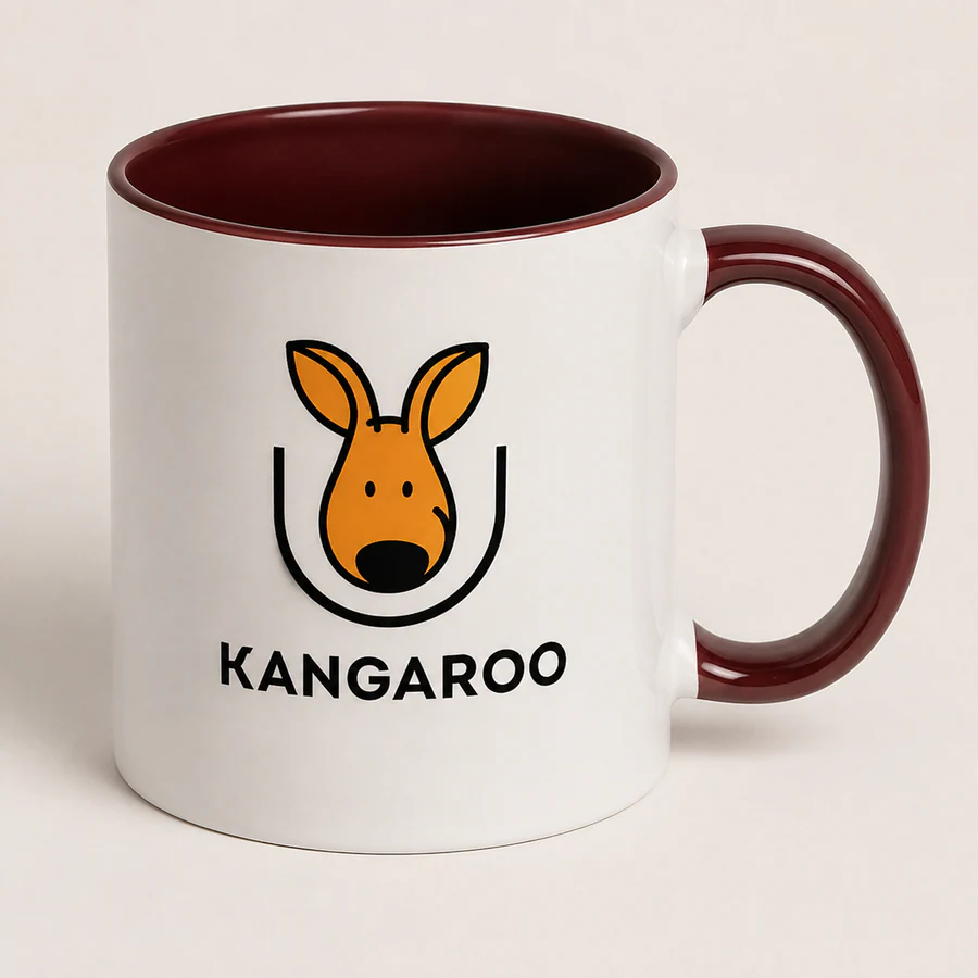 Бордова керамічна чашка 330 мл — фото з логотипом KANGAROO