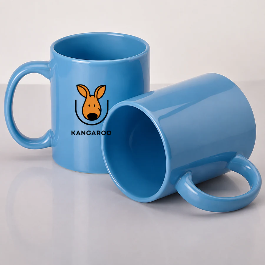 Синя чашка 330 мл — фото з логотипом KANGAROO