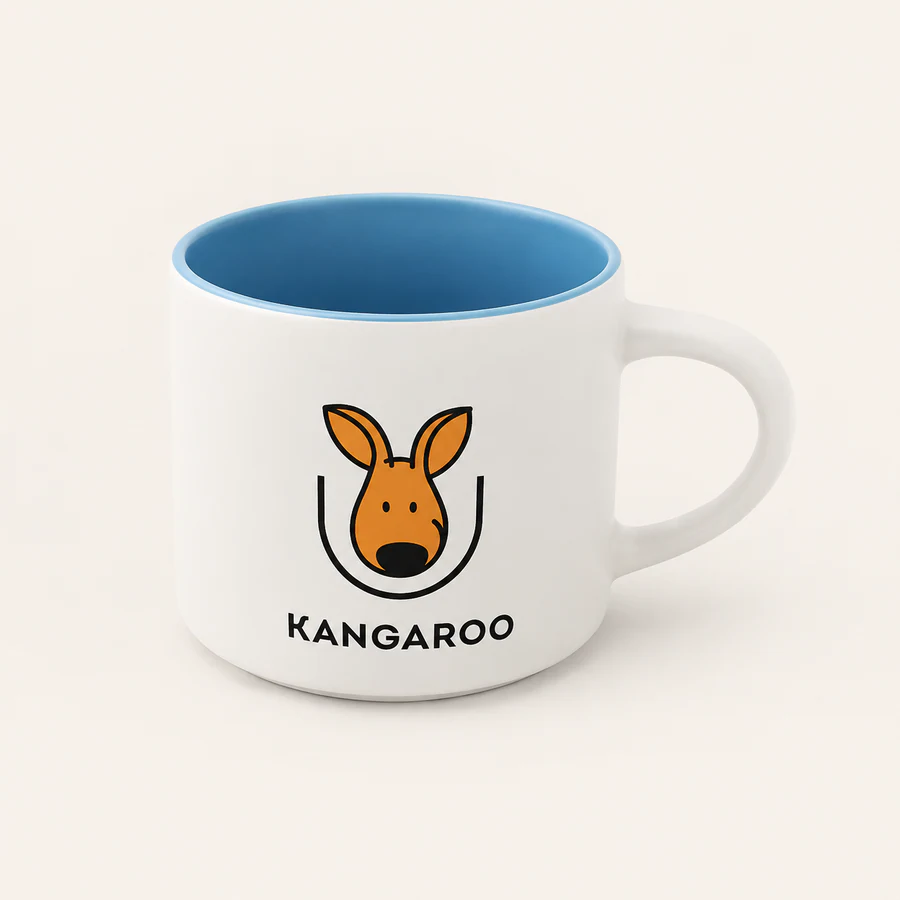 Велика блакитна чашка 450 мл — фото з логотипом KANGAROO