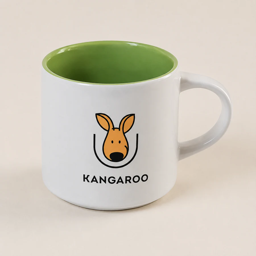 Велика зелена чашка 450 мл — фото з логотипом KANGAROO
