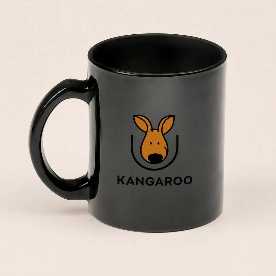 Скляна чашка, що змінює колір 330 мл — фото з логотипом KANGAROO
