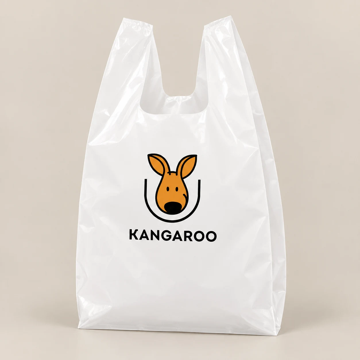 Білий пакет-майка 40 × 60 см з логотипом KANGAROO