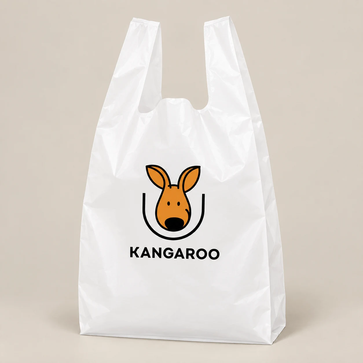 Білий пакет-майка 45 × 70 см з логотипом KANGAROO