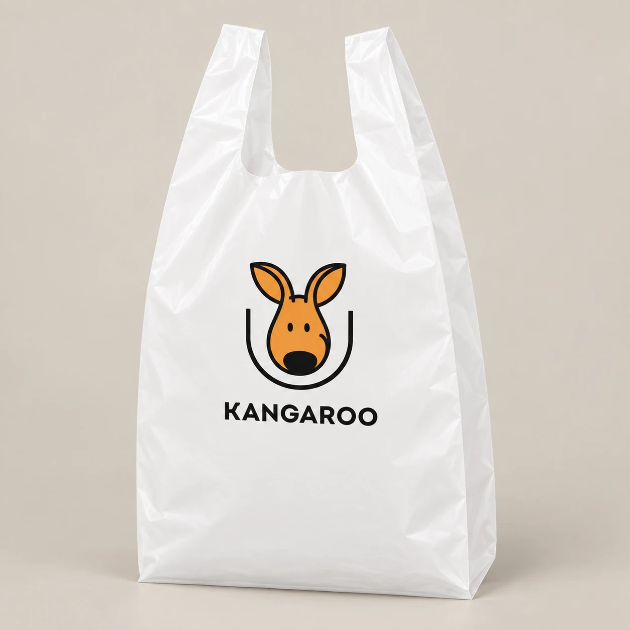 Білий пакет-майка 45 × 75 см з логотипом KANGAROO