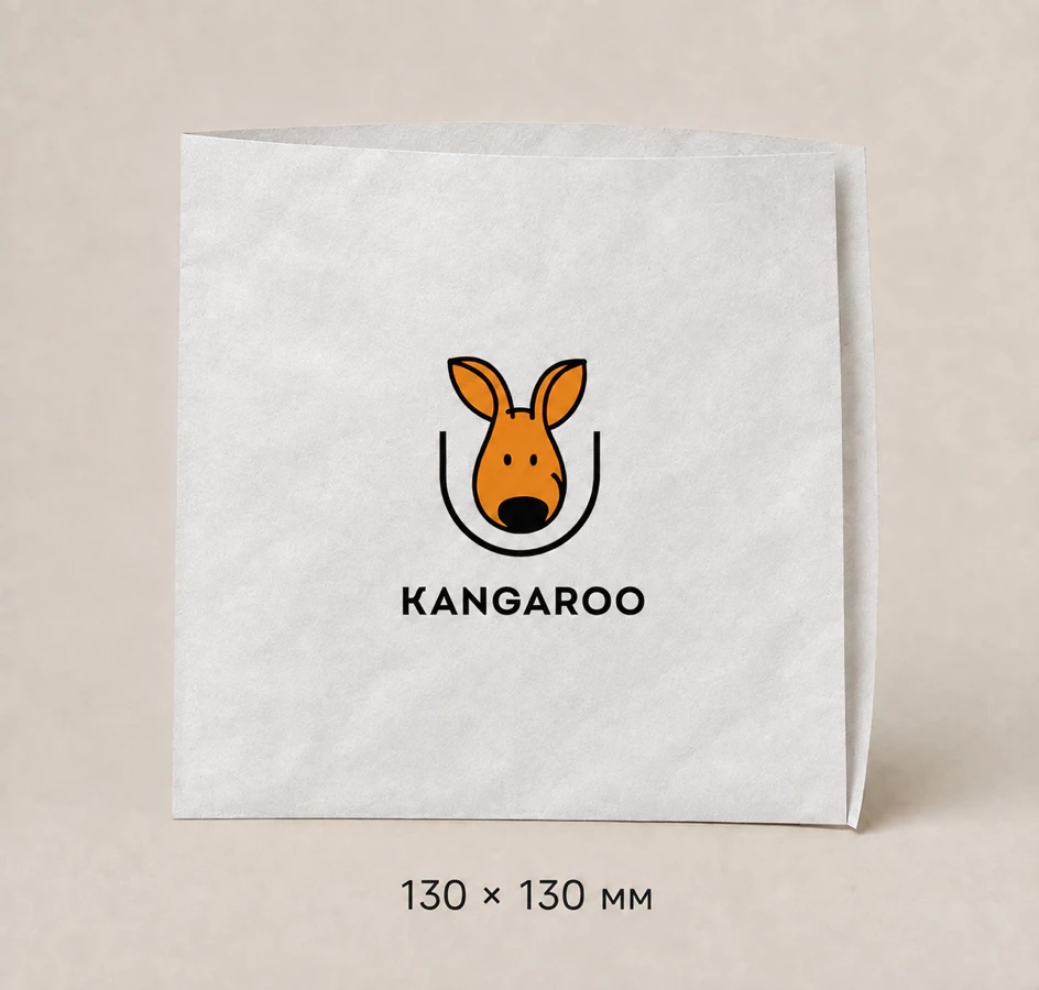 Білий крафтовий пакет саше 130 × 130 мм з логотипом KANGAROO
