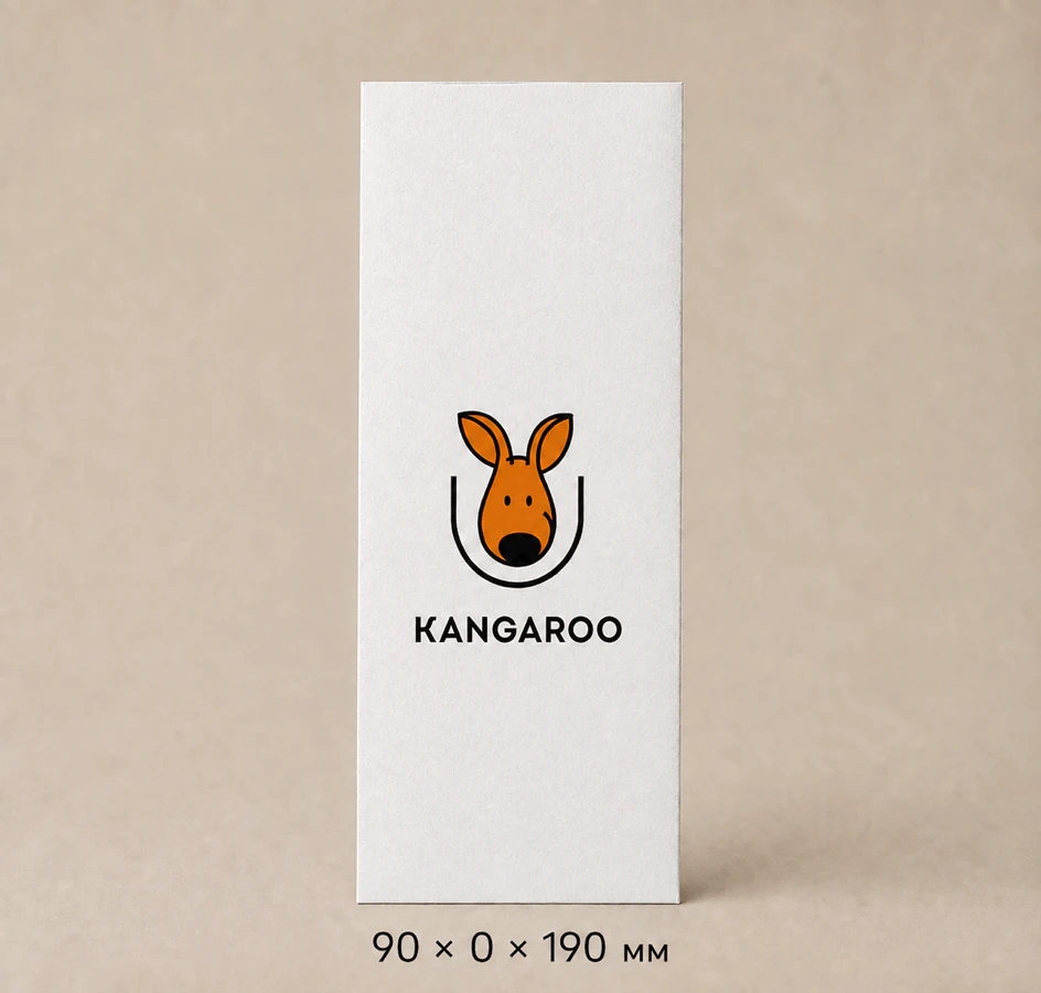 Білий крафтовий пакет саше 90 × 0 × 190 мм з логотипом KANGAROO