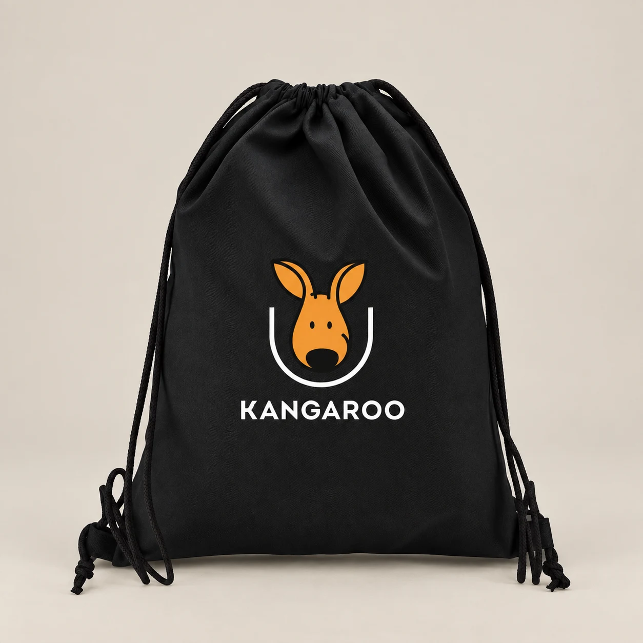 чорний мішечок для взуття 35 × 45 см з логотипом KANGAROO
