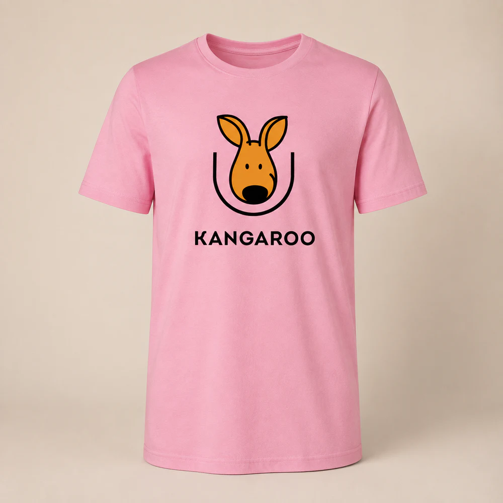 Рожева базова 100% бавовна футболка з логотипом KANGAROO