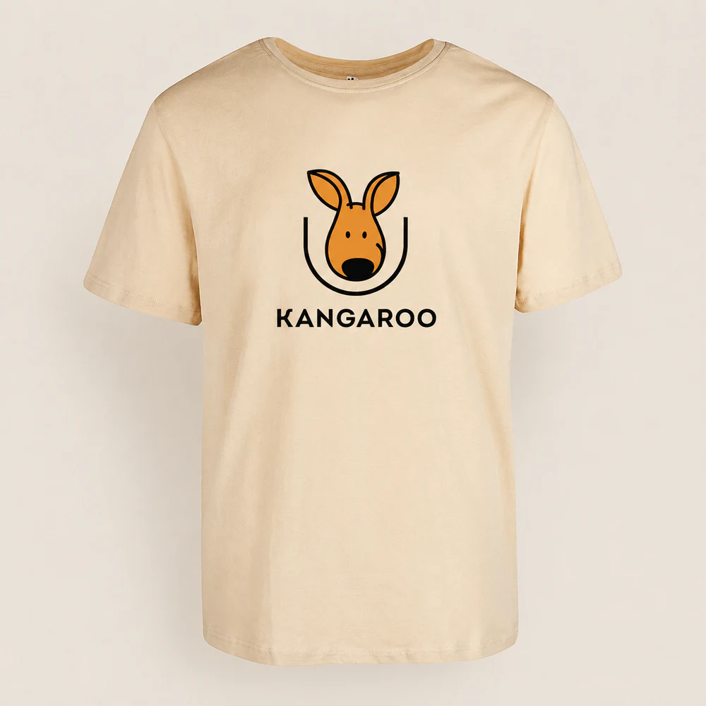 Бежева базова 100% бавовна футболка з логотипом KANGAROO