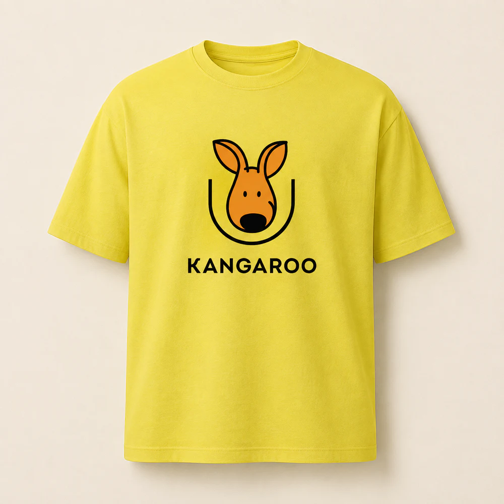 Жовта oversize 95% бавовна футболка з логотипом KANGAROO