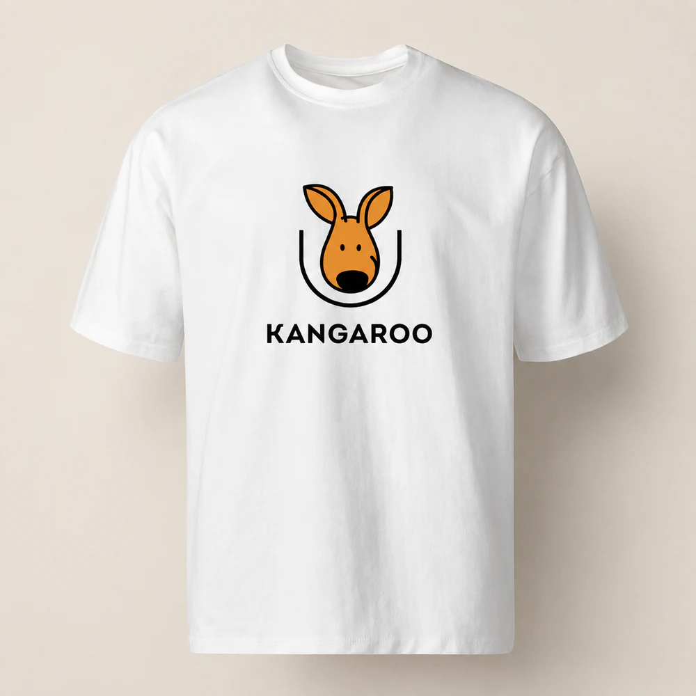 Біла oversize 95% бавовна футболка з логотипом KANGAROO