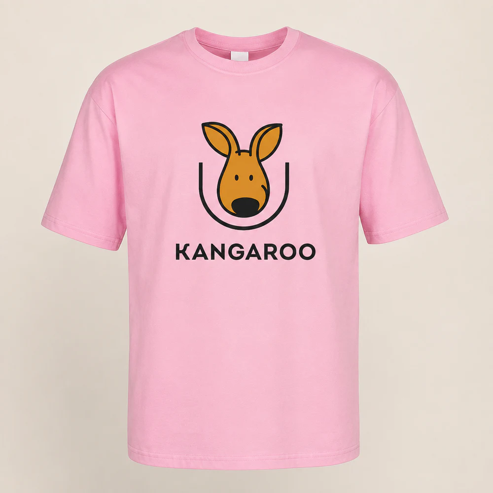 Рожева oversize 95% бавовна футболка з логотипом KANGAROO
