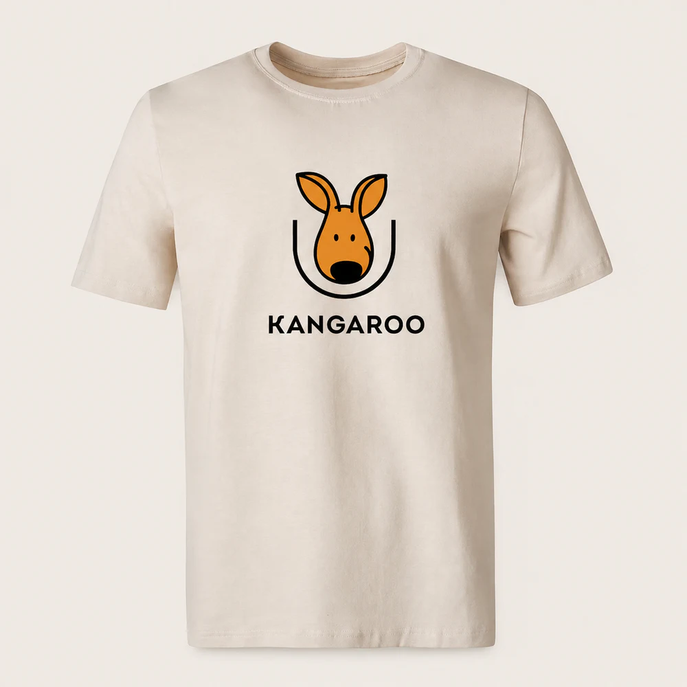 Бежева premium 95% бавовна футболка з логотипом KANGAROO