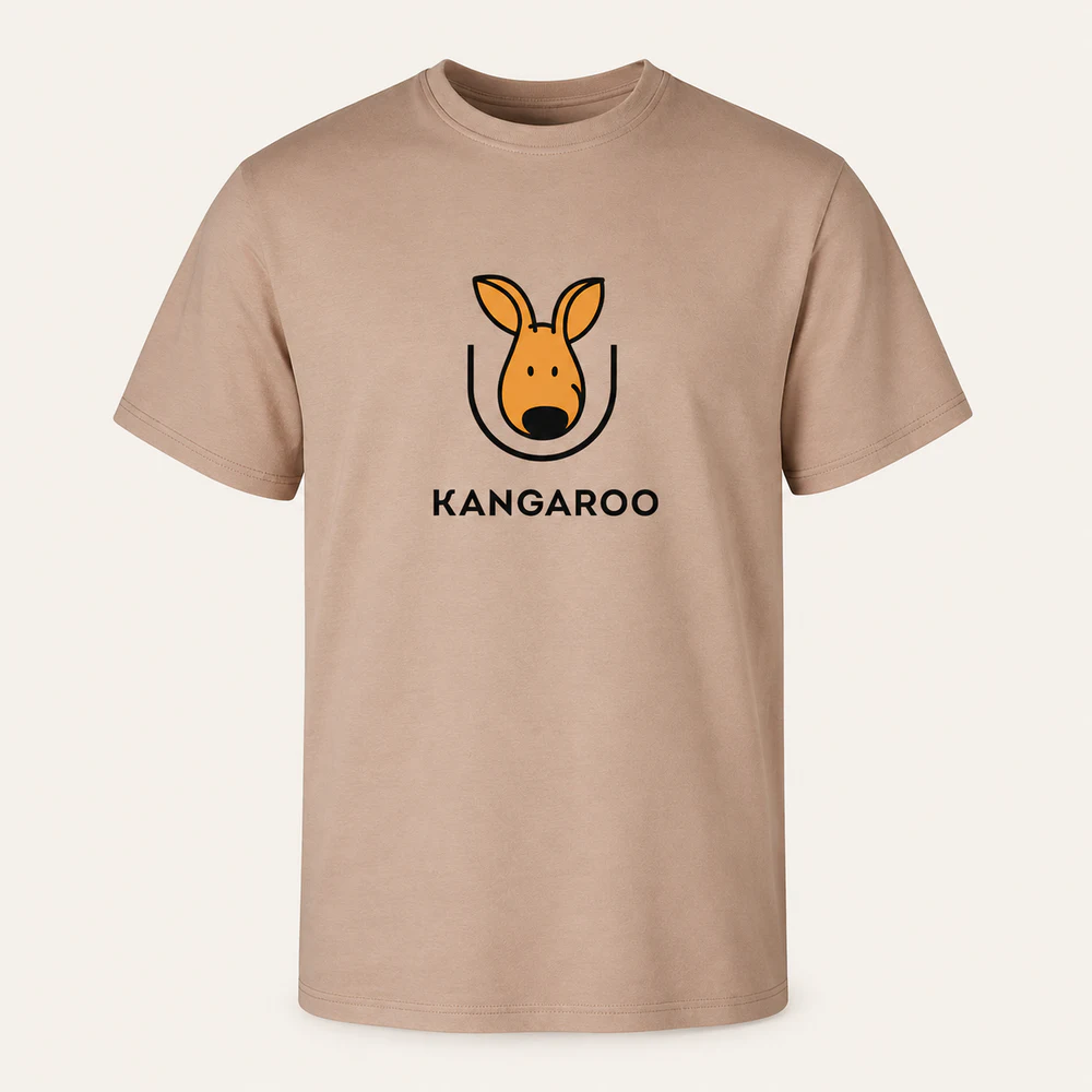 Пудрово-бежева premium 95% бавовна футболка з логотипом KANGAROO