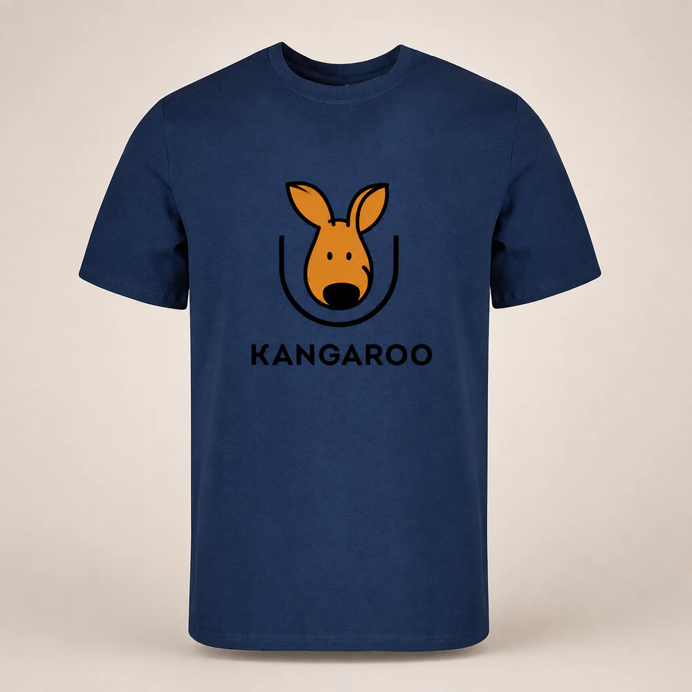 Темно-синя premium 95% бавовна футболка з логотипом KANGAROO